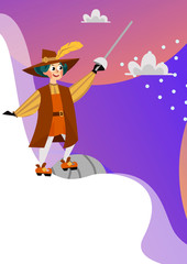 Happy Columbus Day poster spanish sailor with sword