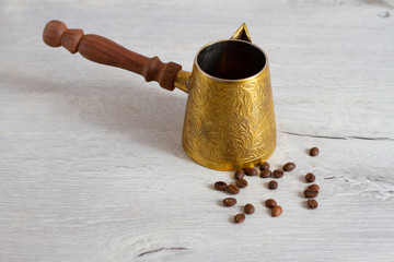 grains of coffee and turk