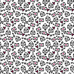 Valentine's Day Seamless Pattern - Cute Valentine design in hand drawn style