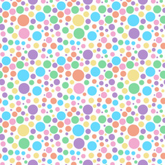Rainbow Circles Seamless Pattern - Circles and dots design in pastel colors of candy hearts for Valentine's day