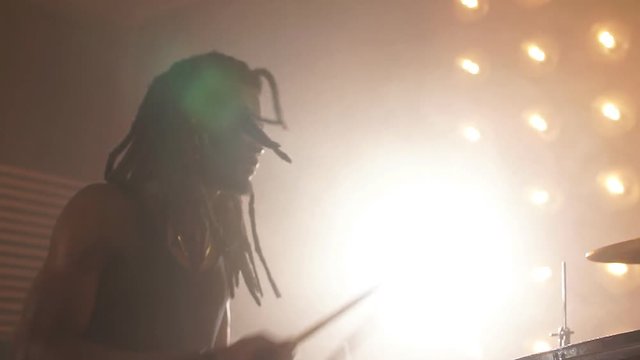 Energetic of rock music. Euphoria from music. Battle concept.