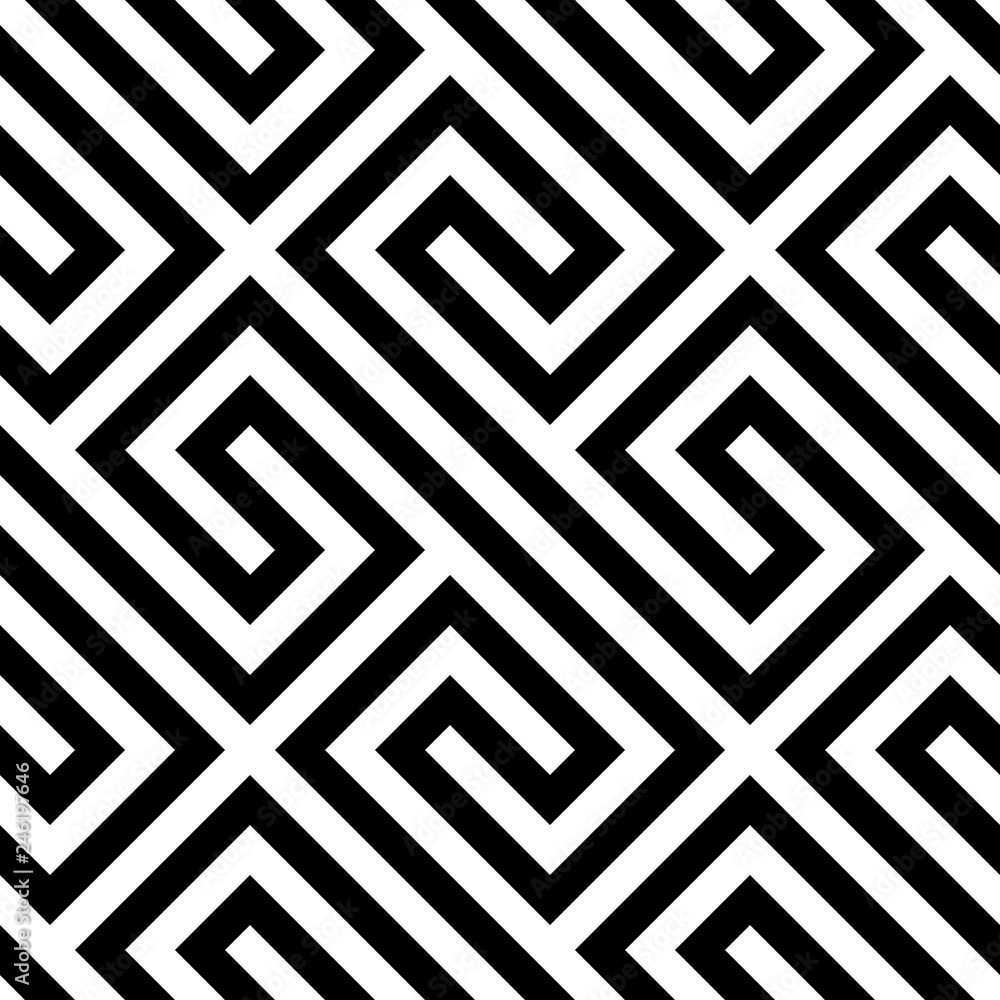Poster Vector monochrome seamless pattern. Abstract geometric pattern.