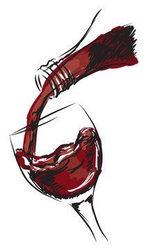 wine glass and bottle illustration