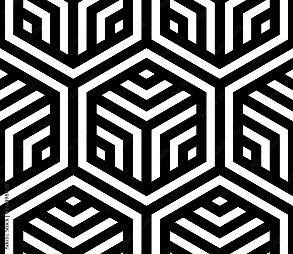 Poster Vector geometric pattern. Seamless braided linear pattern.