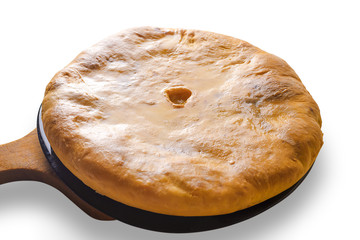 Ossetian pies. Caucasian traditional folk dishes. Pies with potatoes and cheese
