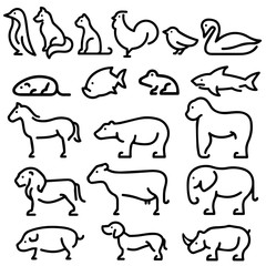 Pak with a schematic depiction of various animals using the line