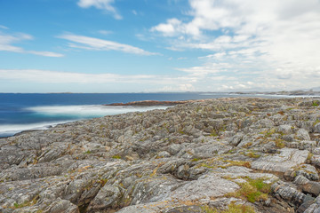Dreamy view of boulders on the beach along the Atlantic Road