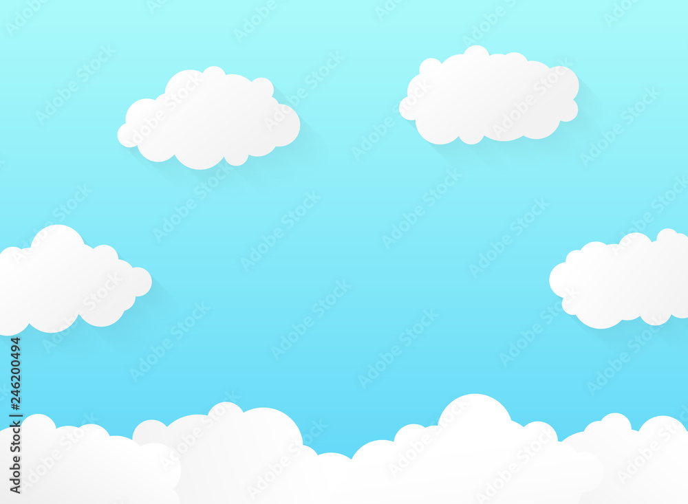 Poster abstract vivid gradient blue sky with soft clouds pattern design.