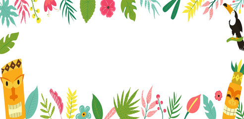 Trendy Hawaiian summer tropical banner with leaves © danceyourlife