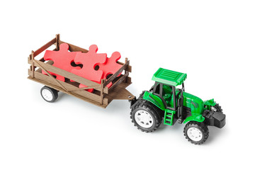 Toy tractor with puzzle