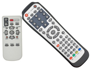 remote control units on a white