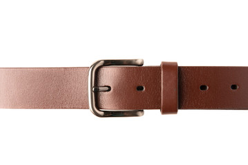 Brown leather belt isolated on white background