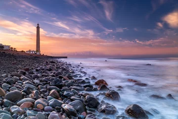 Printed kitchen splashbacks Coast View on the old Faro de Maspalomas, an active 19th century lighthouse at the southern end of the Spanish island of Gran Canaria. Maspalomas, Spain