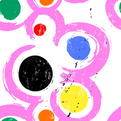 seamless background pattern, with circles, paint strokes and splashes