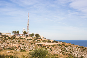 Lighthouse on a sunny day with blue sky