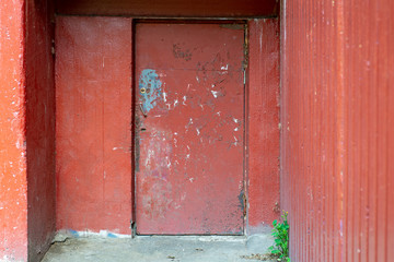 Old poor door of an East European apartment building