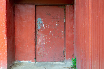 Old poor door of an East European apartment building