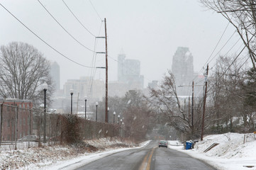 A heavy winter storm dumps inches of snow in downtown Raleigh. 