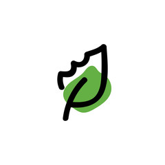 Bitten leaf icon. Vector hand drawn line symbol