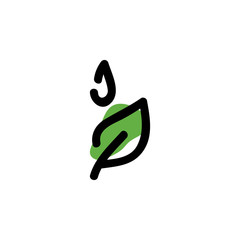 Leaf and water icon. Vector hand drawn line symbol