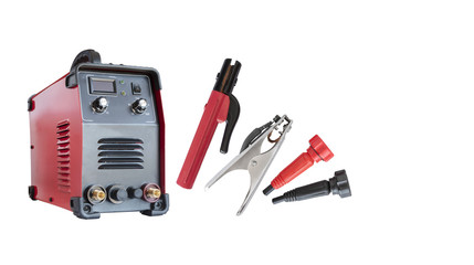 Welding machine isolated on white background, electric welding machines.