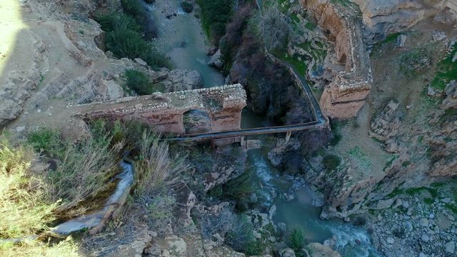 An anAn ancient aqueduct in the desert north of the Judean Desert