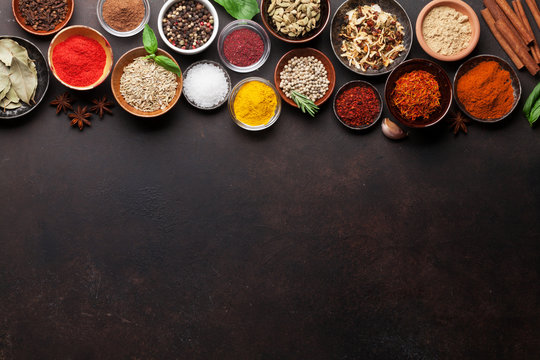 Set of various spices and herbs
