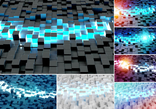 3D Squares Background Set
