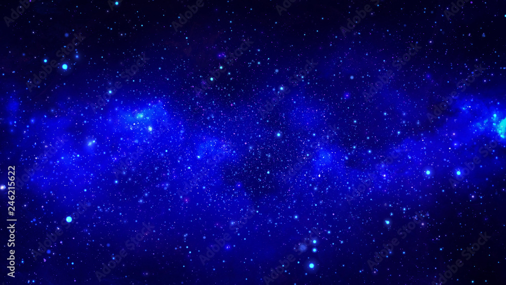 Poster 3d rendering of a stellar nebula and cosmic dust, cosmic gas clusters and constellations in deep spa