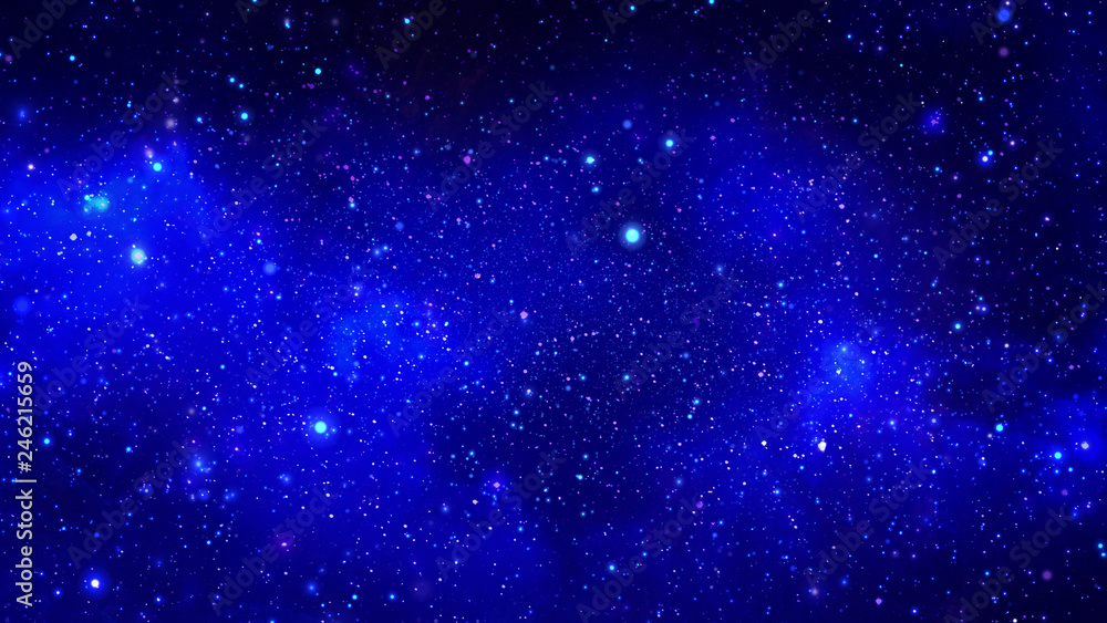 Poster 3d rendering of a stellar nebula and cosmic dust, cosmic gas clusters and constellations in deep spa