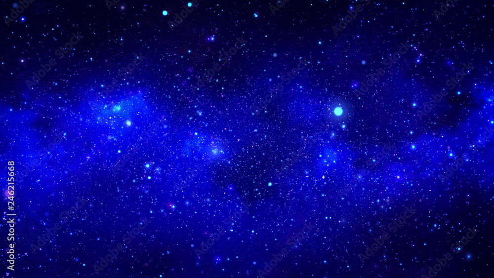 Poster 3d rendering of a stellar nebula and cosmic dust, cosmic gas clusters and constellations in deep spa