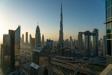 Naklejka na ściany i meble Dubai skyline skyscrapes 2019, United arabic emirates