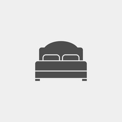 Bed flat vector icon. Hotel flat vector icon. Accommodation flat vector icon
