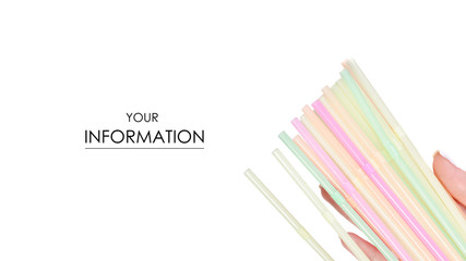 Cocktail tubes colorful in hand pattern on white background isolation