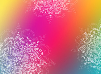 Mandalas on a neon gradient background