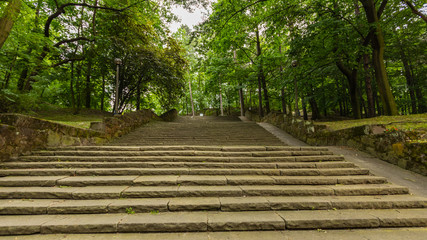Stairs leading to the Bednarski Park. Cracow. Poland