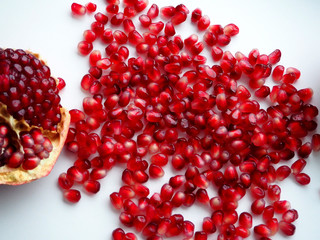 grains of ripe and juicy pomegranate