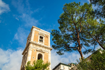 Obraz premium Belltower of Santa Chiara Church in Naples City, Italy