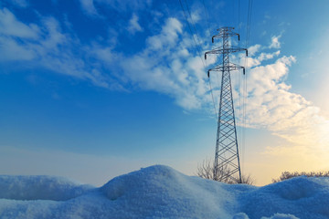 Frozen electricity pylon