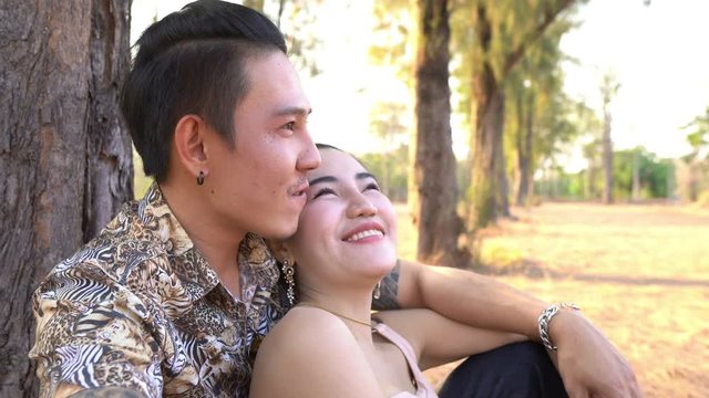 Picture of asian couple in love have fun,Happy people concept,Thailand people,Love is everything,Valentive day