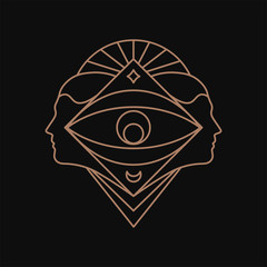 Human eye geometric symbol. Line art