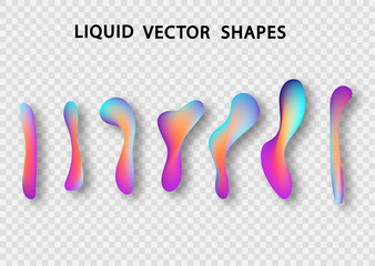 Fluid shape layout isolated template set. Colorful abstract shapes. Futuristic trendy dynamic elements. Liquid gradient elements for minimal banner, logo, social post. Vector illustration.
