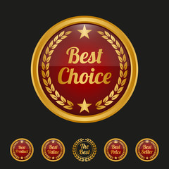 Best choice label on black background.