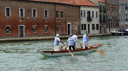 Venetain rowing team at the island of Murano Venice Italy. © harlequin9