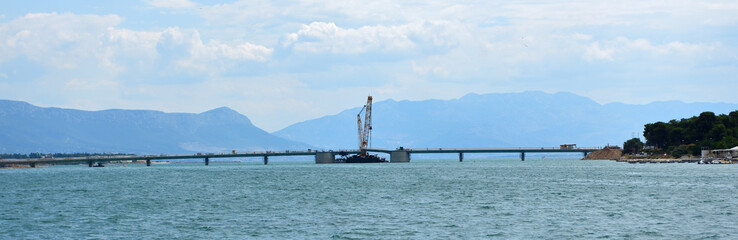 Construction of the bridge to the island of Čiovo from the mainland near Trogir Split Croatia.