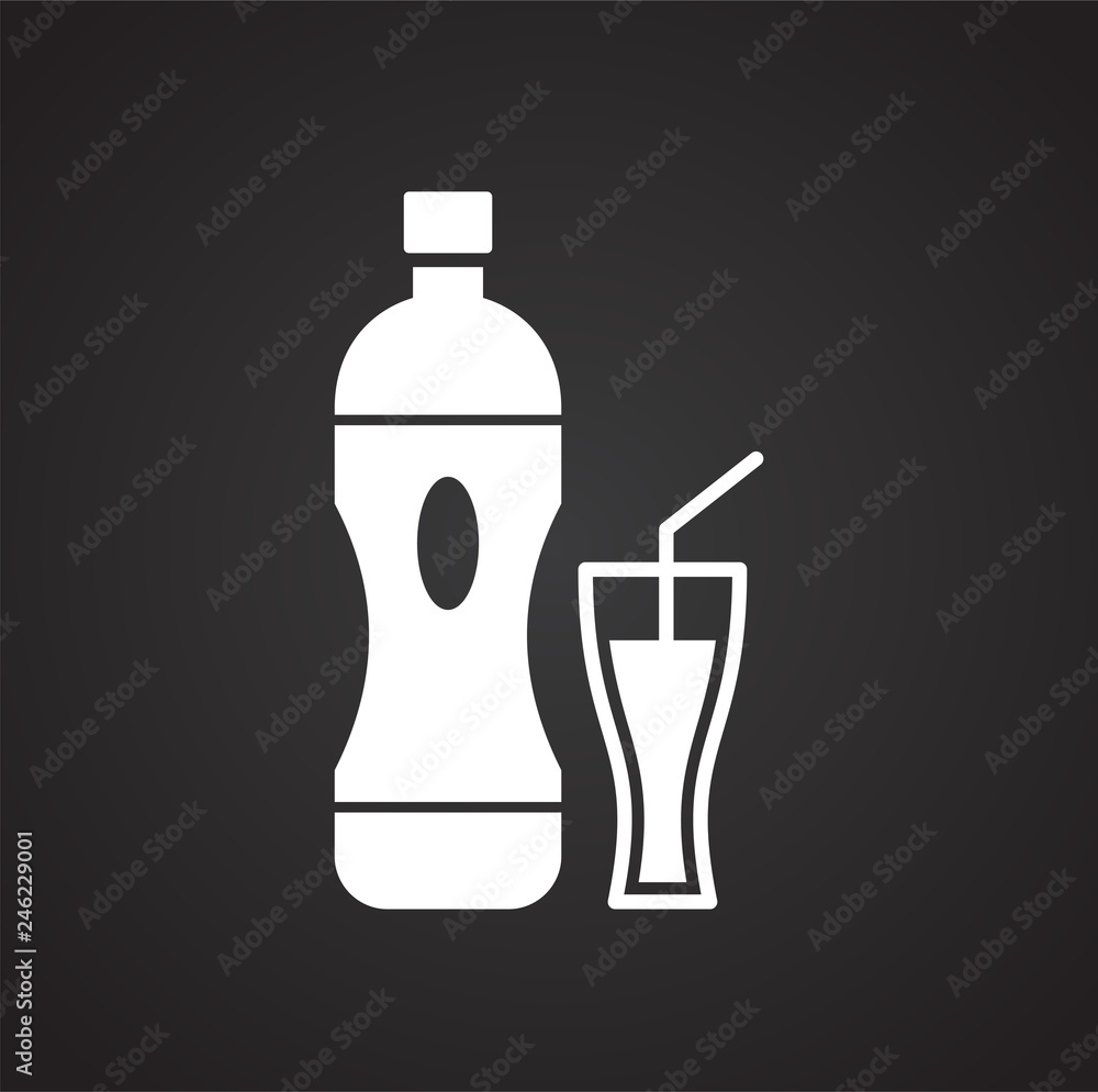 Poster sport nutrition icon on black background for graphic and web design, modern simple vector sign. inte