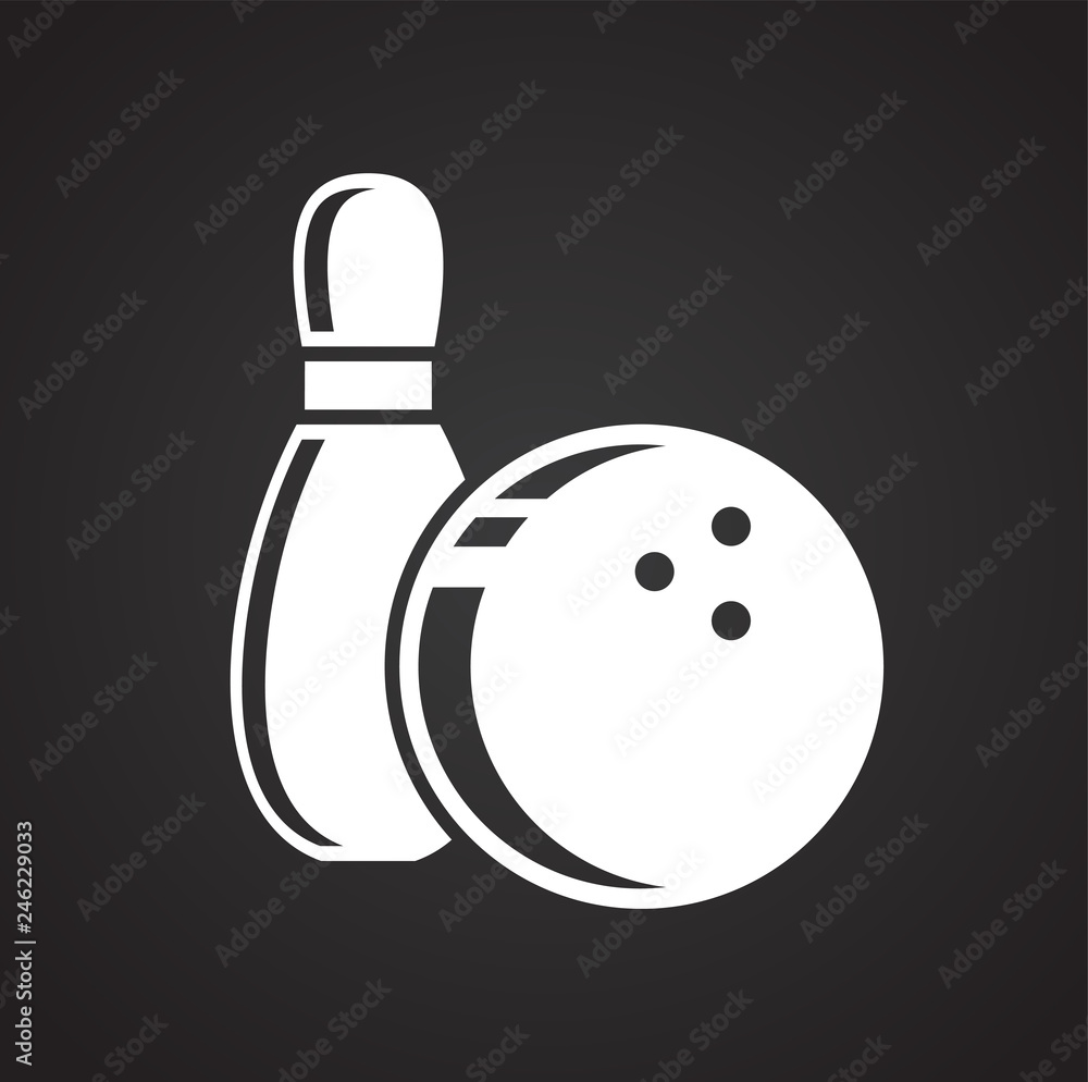 Poster bowling icon on black background for graphic and web design, modern simple vector sign. internet con