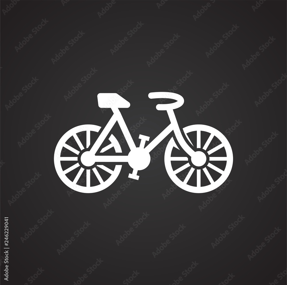 Poster bicycle icon on black background for graphic and web design, modern simple vector sign. internet con