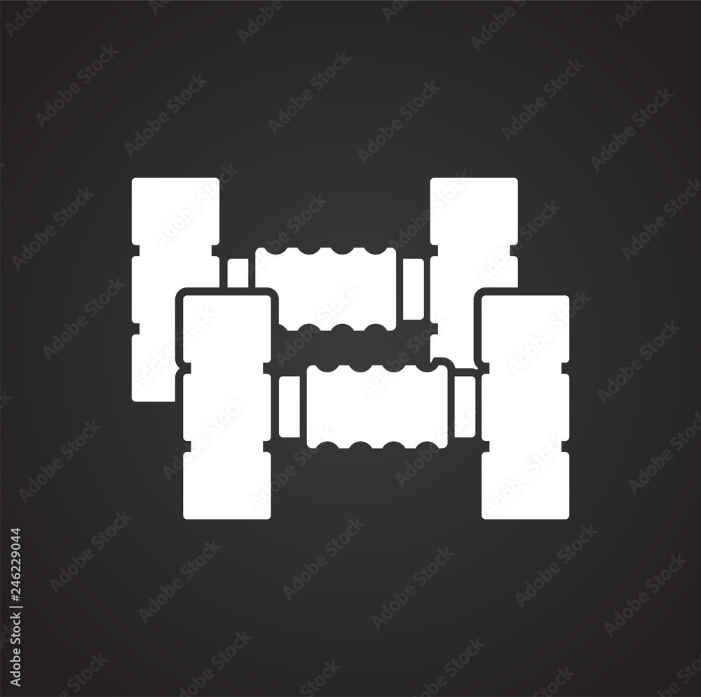 Poster dumbbell icon on black background for graphic and web design, modern simple vector sign. internet co
