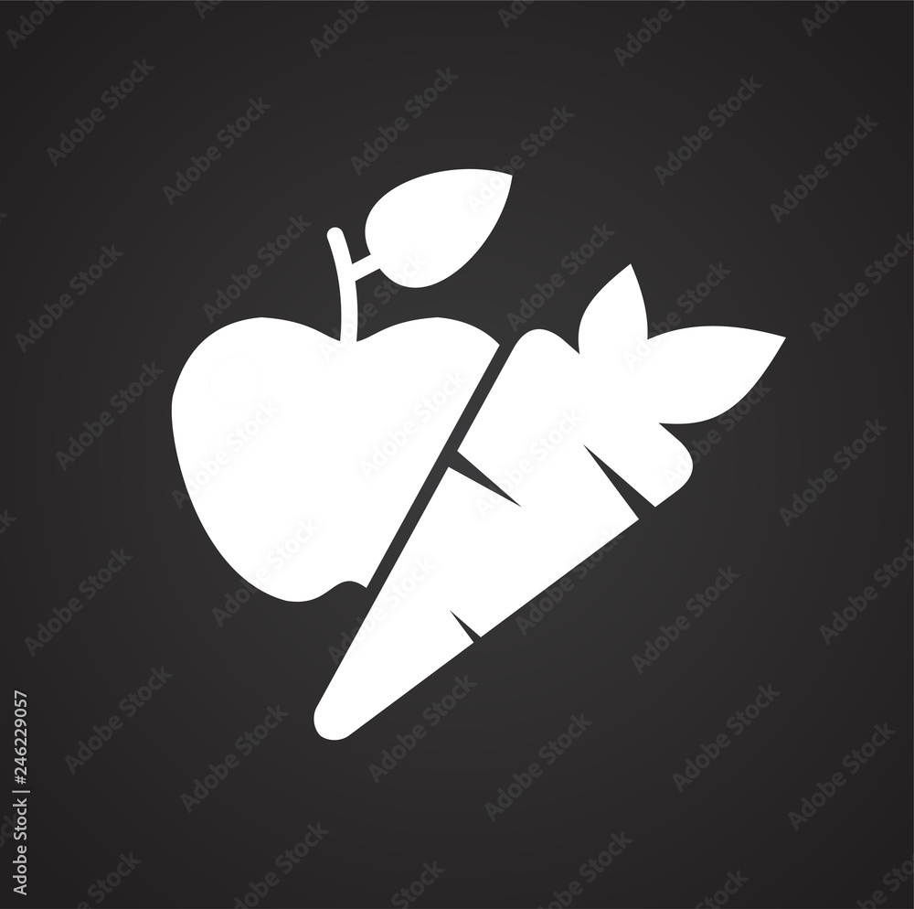 Poster healthy food icon on black background for graphic and web design, modern simple vector sign. interne